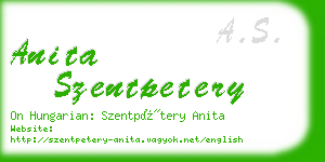 anita szentpetery business card